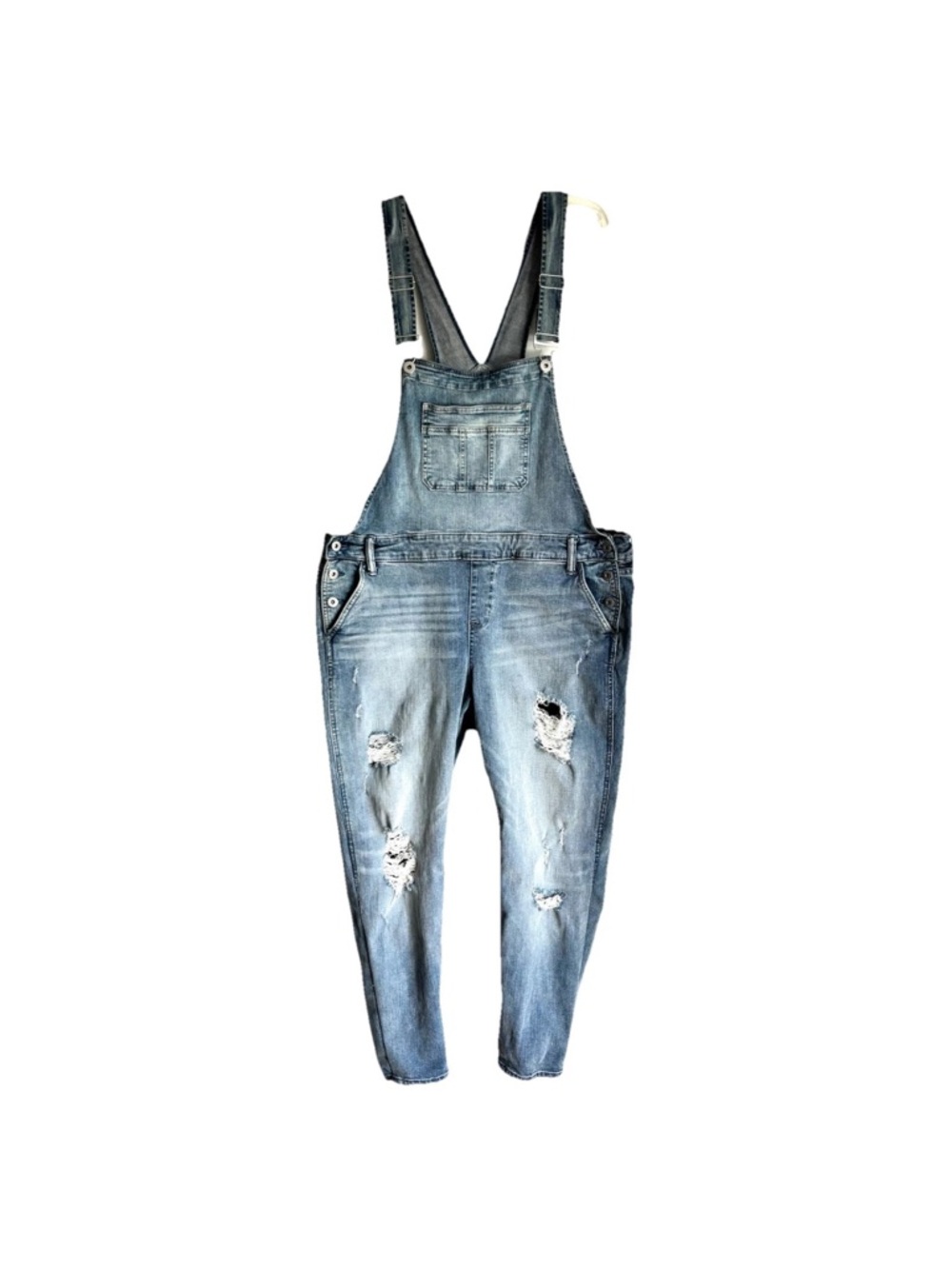 Torrid Bib Denim Distressed Blue Jeans Skinny Overalls